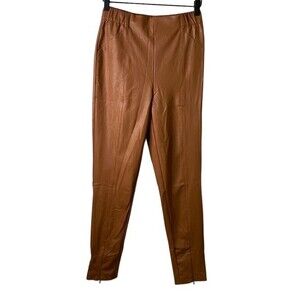 Lulus Camel Way To Cool Vegan Leather High-Waist Legging Zip Hem Stretch Pull-On